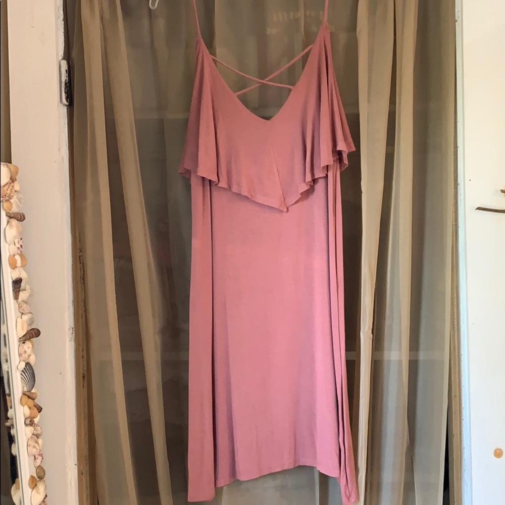 Pink/Mauve Off The Shoulder Dress